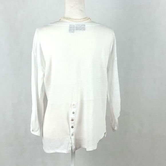 Sz S Adrienne Vittadini 100% Linen White Top - Picture 4 of 7